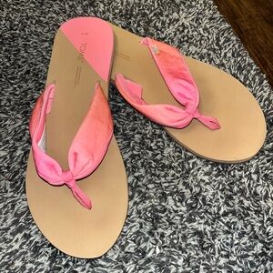 TOMS Womens Piper Flip Flops Athletic Sandals Casual - Pink/Orange Ombré